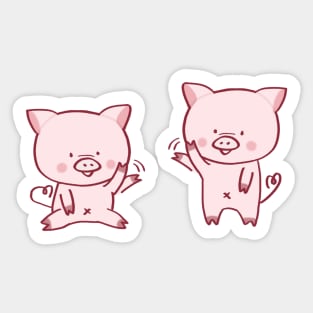 Cute pig waving cartoon Sticker